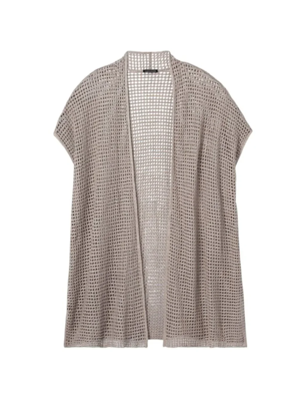 Eileen Fisher Delave Crochet Cardigan Sweater Womens XS Natural Tan Linen Knit